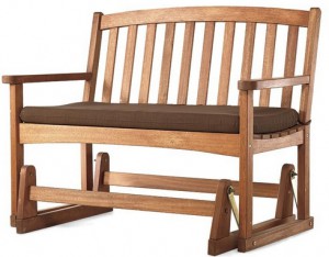 Garden Furniture with Swing Seat-Eucalyptus Wood Outdoor Love Seat Glider
