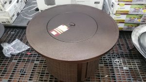 Colebrook Gas Fire Pit with bowl cover on