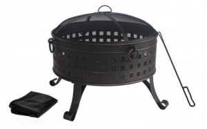 antique bronze 26-inch-Round Fire Pit with Covers