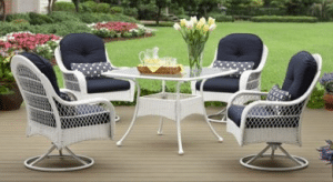 Azalea Ridge white resin wicker Dining Furniture Set for the Patio