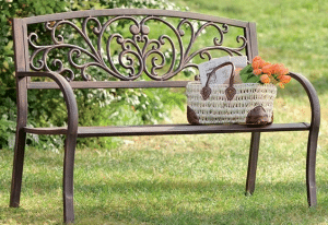 Blooming metal garden bench
