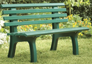 Green resin garden bench