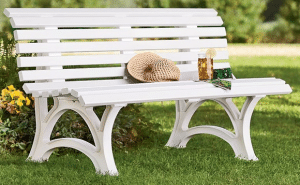 White resin garden bench