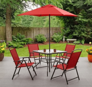 Mainstays Albany Lane 6 piece patio dining set red