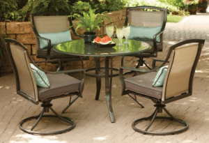 Aqua Glass Aluminum patio dining set