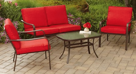 Mainstays Stanton Metal Patio Furniture Conversation Set in red