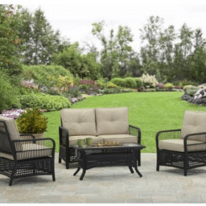 Better Homes and Gardens Silverton Resin Wicker Gas Fire Pit Conversation Set