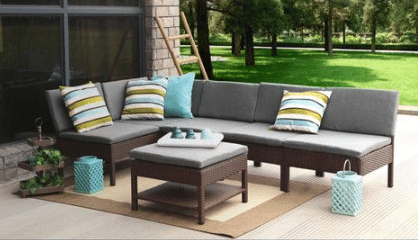 Baner Garden chairs as sofa with ottoman