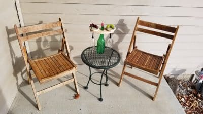 Bistro set with wine rack