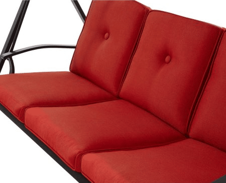 3 Person Futon Patio Swing-Beldon Park Seat with back up and red cushions
