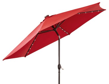 Better Homes and Gardens 10 foot umbrella with solar lights red burgandy