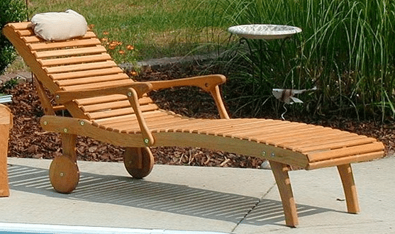 Appilachian Oak Wood Outdoor Chaise Lounge Chairs With Cushion