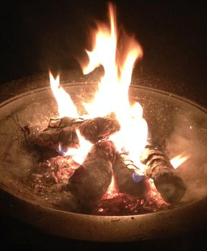 Wood Burning Fire Pits-Wood fire in round fire pit