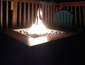 Night time flame in propane fire pit