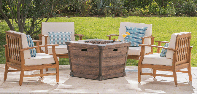 Braelyn Chat set with gas fire pit