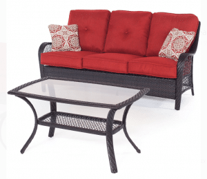 Orleans love seat with glass top coffee table