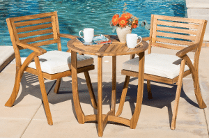 Teak Patio Outdoor Furniture-Teak straight leg bistro set