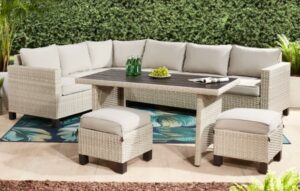 Better Homes and Gardens Brookbury sectional set with white wicker and cushions