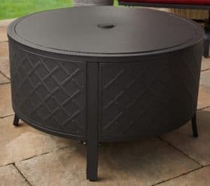 Brockton fire pit with cover installed
