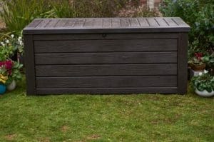Outdoor Storage Furniture-Keter Westwood 150 gallon resin storage bench