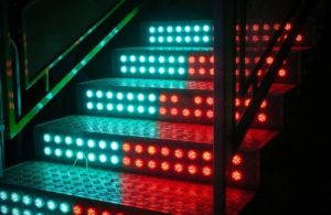 LED lights on steps for safety