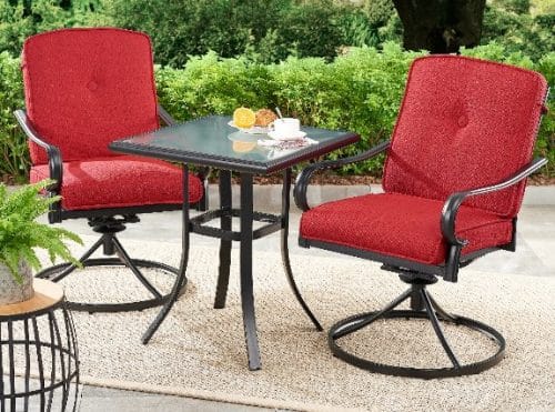 Mainstays Carson Creek 3-Piece Patio Bistro Set with Brick Red Cushions