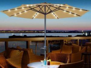 Patio Umbrella with Solar Lights-Strong Camel 9 foot