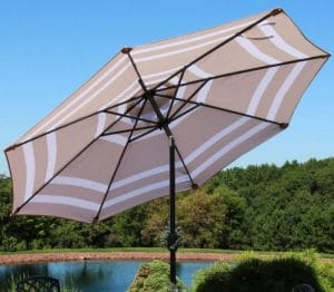 Patio Umbrella with Solar Lights-Sunnydaze 9 foot