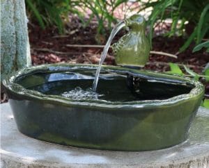 Sunnydaze Green Glazed Dove Solar Powered Water Fountain