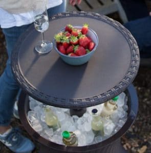 Keter side table with ice and cool drinks