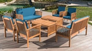 Jenny 8 piece Acacia Wood Patio Chat Set