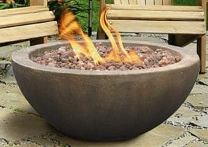 Mondavi fire pit for wood deck