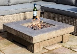 Peaktop fire pit for wood deck