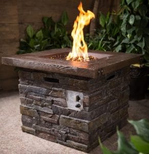 Vesuvius Brick Square fire pit for wood deck