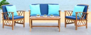 Safavieh Fontana acacia wood Patio Furniture with Love Seat