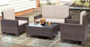 Walnew 4 Piece Outdoor Wicker Patio Furniture