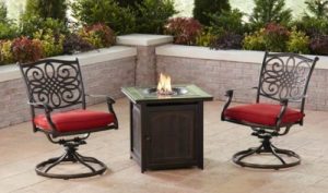 Patio Furniture Sets with a Gas Fire Pit-Hanover Traditions chat set with 2 swivel chairs