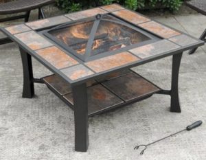 Wood Burning Patio Fire Pits-Axxonn 32 inch square with table top