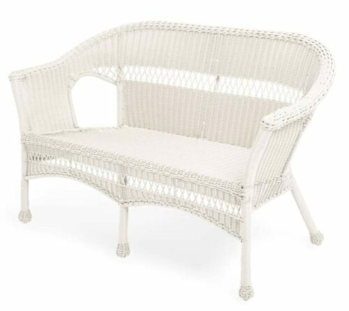 White Wicker Patio Furniture-Easy Care Love Seat