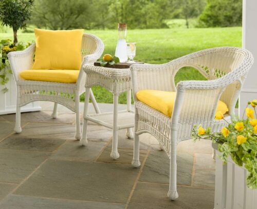 White Wicker Patio Furniture-Easy Care Bistro set