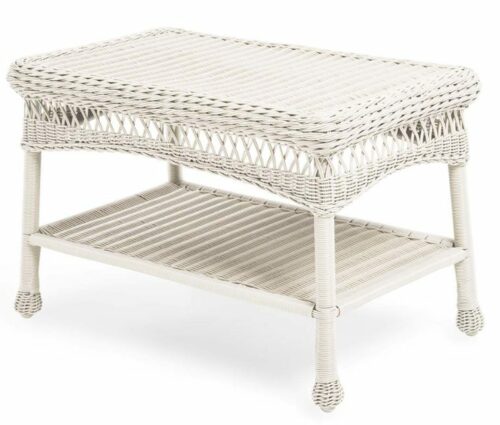 White Wicker Patio Furniture-Easy Care Coffee Table