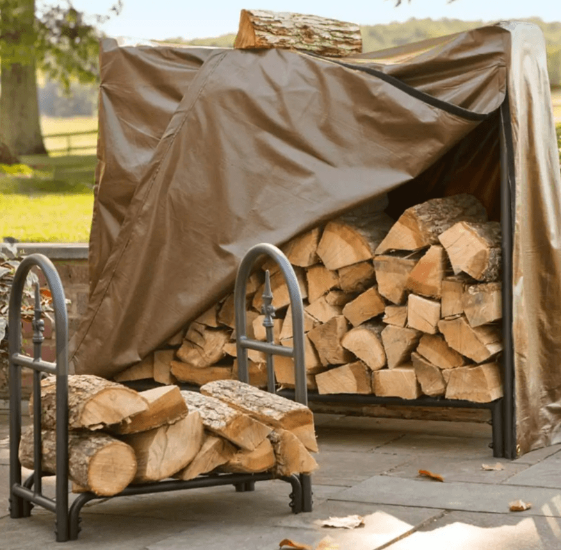 Fire Pit Wood Storage Ideas-Wood rack with Finial design