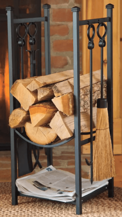 Wood rack with tools