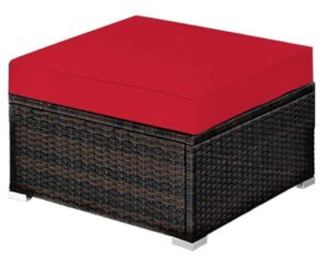 Goplus sectional ottoman with red cushions
