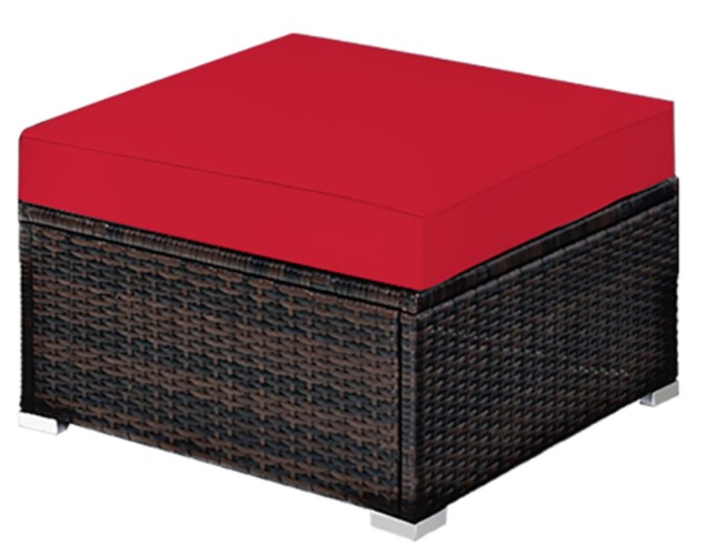 Wicker Patio Sofa Set-Goplus sectional ottoman with red cushions