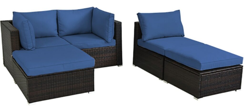 Wicker Patio Sofa Set-Goplus sectional with love seat and lounger