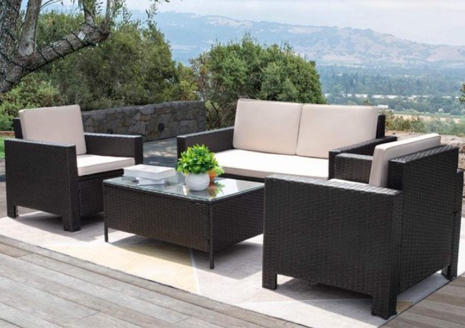 VINEEGO All Weather Wicker Patio Furniture Conversation Set