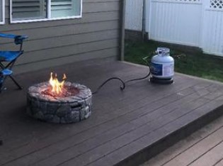 Peaktop 28 in. fire pit with 20-pound propane tank from a customer photo