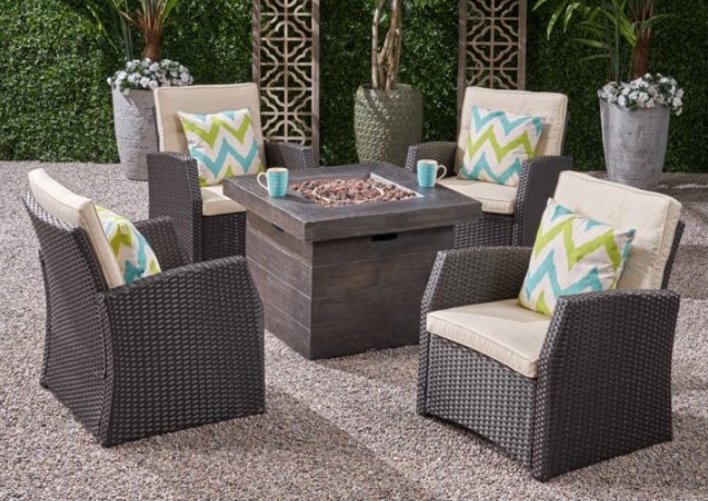 Bexley Club chairs with fire pit