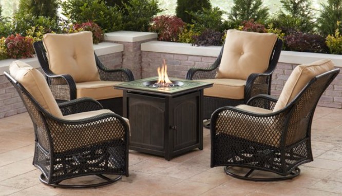 Patio Furniture with Fire Pit-Hanover Orleans Swivel chairs with fire pit